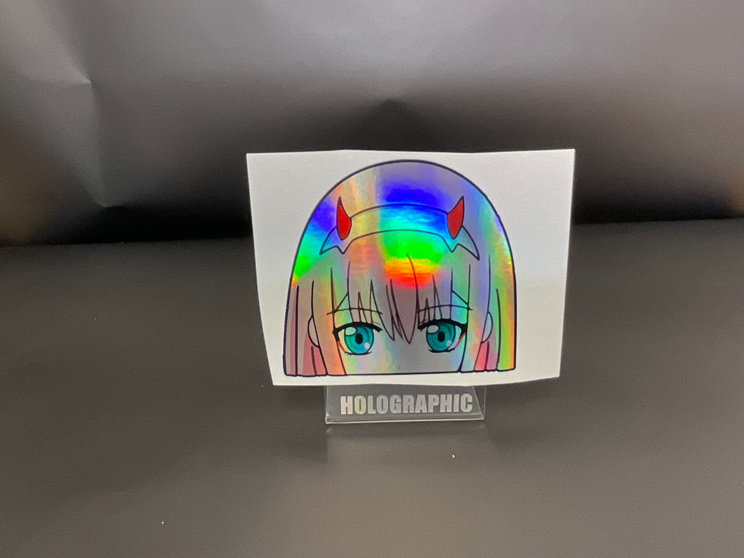 Zero Two (Darling In The Franxx) Peeker Anime Decals Holographic