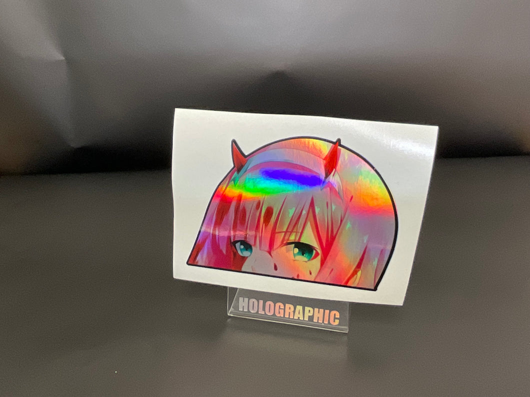 Zero Two (Darling In The Franxx) Peeker Anime Decal Holographic