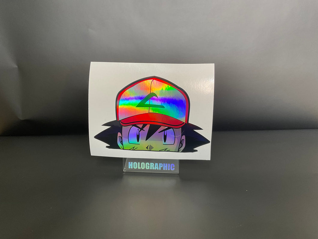 Ash Ketchum Peeker Anime Decal Sticker Holographic